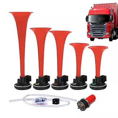 5 Tube Music Electric Air Horn Electric Music Horn Car Horn Air Horn 12v  • $33.92