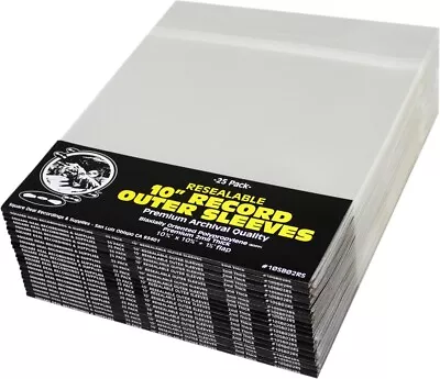 (500) 10” Vinyl Record Outer Sleeves – 2mil Thick RESEALABLE Archival Clear BOPP • $89.99