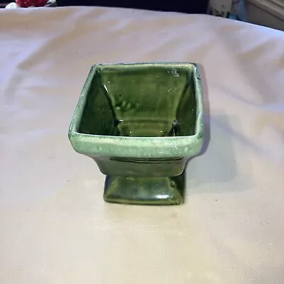 Vintage Dark Green And Light Green Dripped Glazed Pottery Planter  • $24.99