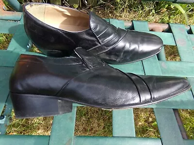 Mens Size 45 Black Cuban Hee Shoes; Worn Once • £7.50