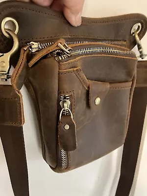 Leather Waist Pack Drop Leg Bag For Men Women Belt Bumbag Multi-Purpose Motorcyc • $29.99