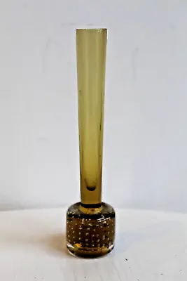 Vintage Coloured Glass Single Stem Vase Controlled Bubble 50s 60s • £5