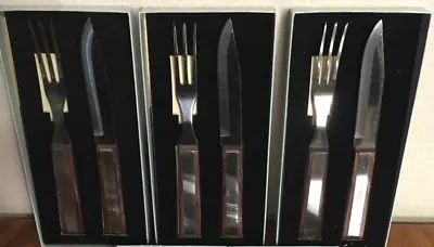 Lot Of 5 Vintage Vernco Stainless Steel Utility Knife & Fork Sets Original Box • $24.99