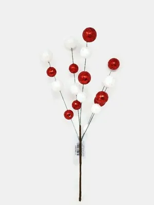 40cm Candy Cane Red & White Ball Spray - Christmas Gift Display Decoration • £5.50