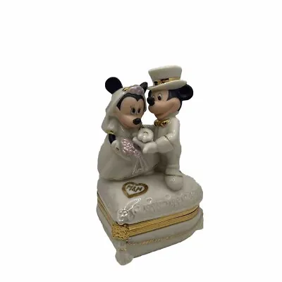 Lenox Mickey & Minnie Mouse Sweetheart Treasure Box Hinged Disney Ivory Wedding • $25.99