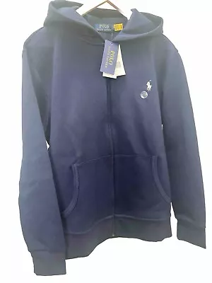 Polo Ralph Lauren Tracksuit Double Knit Full Zip Hoodie Navy Size M • £85.99