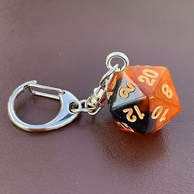 £2.49 • Buy D20 Dice Keyring - Orange & Black - Shimmer - Dice - Geek - Games Master - D&D.