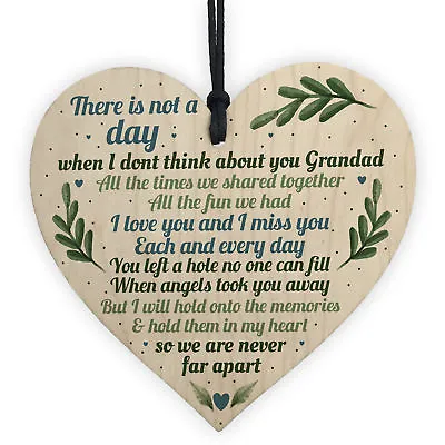 Grandad Grave Memorial Grave Plaque Tribute Sign Wooden Heart Dad Birthday Gift • £3.99