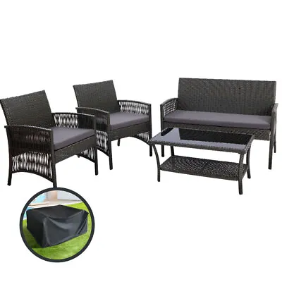 $282.86 • Buy Gardeon Outdoor Furniture Dining Set Outdoor Lounge Setting Rattan Patio Grey