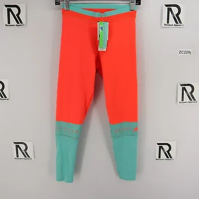 Adidas By Stella McCartney Stella Sports Long Mesh Tights Orange Blue Size XS • $22.05