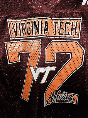 Virginia Tech University Womens Small Graphic Logo Sequined Rhinestone Jersey • $19.99