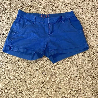 Women's Elle Paris Blue Chino Shorts Cotton Spandex Pockets Size 2 • $5