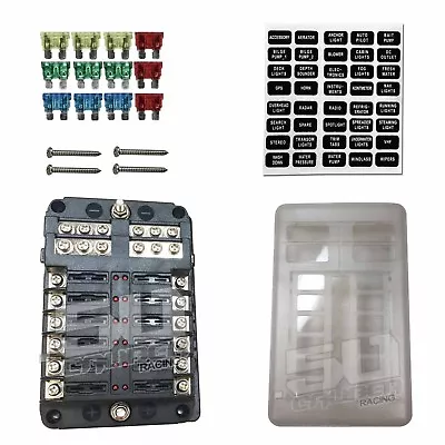 12 Way Fuse Box Block 12V LED Indicators With Grounds Off Road 4x4 UTV Car Truck • $31.99