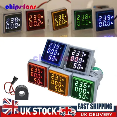 AC60-500V 100A 22mm 3-in-1 Voltmeter Ammeter Frequency Digital Volt AMP Meter UK • £5.99