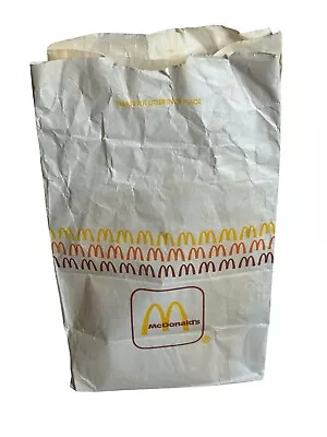 McDonalds Paper Takeout Bag 1988 With Brown Yellow Red Arches 11x7 Read Descript • $8.99
