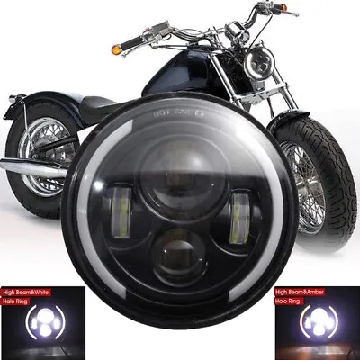7  Inch LED Headlight Motorcycle DRL For Touring Road Softail Sadow VTX • £21.79