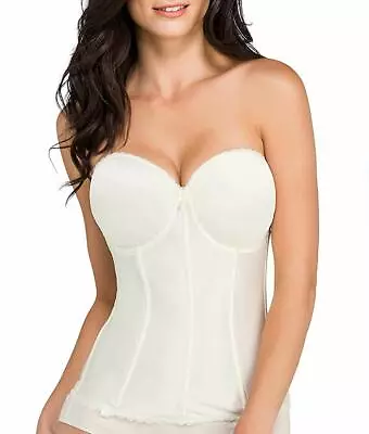 VA BIEN Ivory Smooth Satin Hourglass Bustier US 34DDD UK 34E NWOT • $28.55