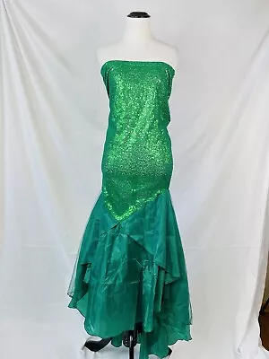 NEW IEFiEL Sequin Asymmetric Mermaid Tail Skirt Party Costume Dress Green M/L • $14.99