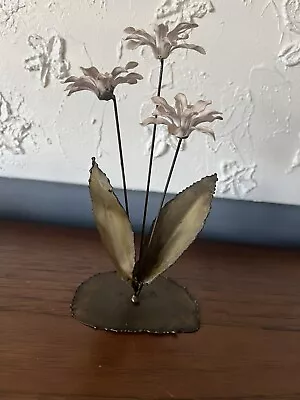 Friedle Mid-Century Modern Metal  Sculpture Cream Flowers Original Tag • $21.99