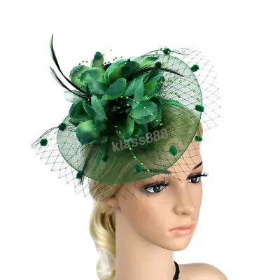 $25.54 • Buy Carnival Melbourne Cup Fascinator Derby Mesh Dots Feather Ruffle Hat Headband