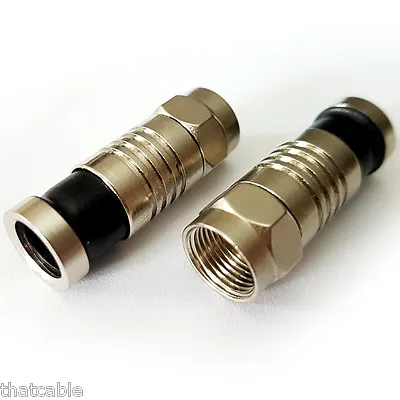 2x RG59 F Connector Compression Crimp Male Plug Outdoor Satellite Cable SKY Coax • £4.99