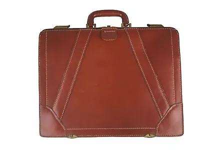 Unisex Adults Burnt Orange Leather Top Handle Document Case Briefcase Bag Size L • $37.99