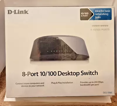 D-Link 8 Port 10/100 Fast Ethernet Switch New Sealed - DES-1008E Up To 200Mbps • $22.98