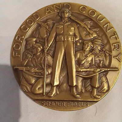 Medallic Art Co MACO God & Country/ American Legion 2 1/2  Bronze See Descriptio • $10.50