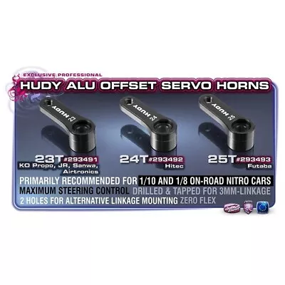 Hudy Alu Servo Horn - Ko Jr Sanwa Airtronics - Offset - 23t - Hd293491 • $23.27