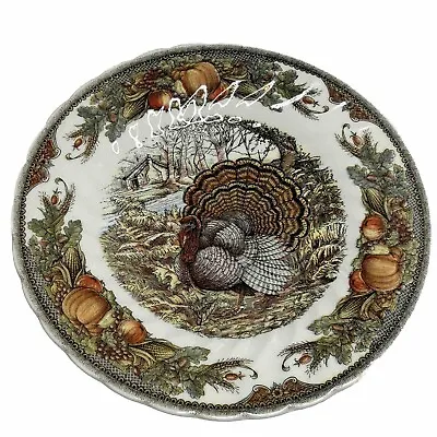 Queen's Harvest Bounty Salad Plate Set Of 2  8  Turkey England Thanksgiving • $19.99