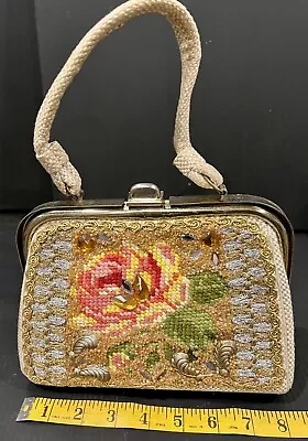 Awesome Vtg 50s CARON OF HOUSTON TEXAS Hand Crafted Sequins & Baubles Purse • $35