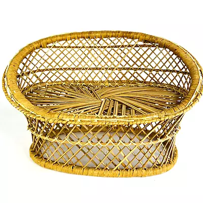 Vintage Wicker Doll Couch Love Seat Plant Stand Boho Eclectic Retro Decor  • $14.99