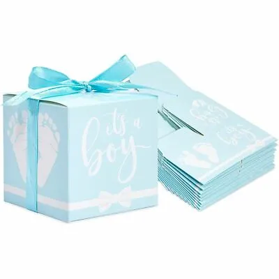 Its A Boy Baby Shower Party Favor Boxes With Ribbons (Blue 50 Pack) • $13.99