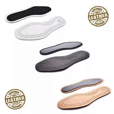 Leather Shoe Insoles Active Carbon Real Inner Sole Boots All Size Ladies Mens • £4.79