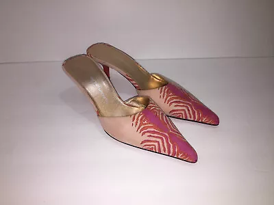 £29.07 • Buy Emanuel Ungaro PARIS Mid High Heel Shoe US 7 Pointy Toe Rose Gold Coral Pink VTG