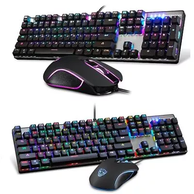 Motospeed CK888 Wired Keyboard And Mouse Gaming Combo Set Bundle Red Switch RGB • $159.39