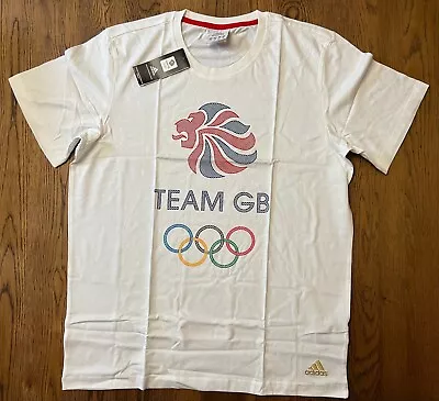 Adidas Official Olympic LONDON 2012 Team GB Logo Men's T-Shirt Size UK Large NEW • £16.99