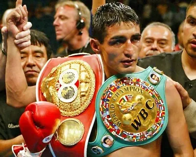 Erik Morales Boxing With Belts 8x10 PHOTO PRINT • $6.99