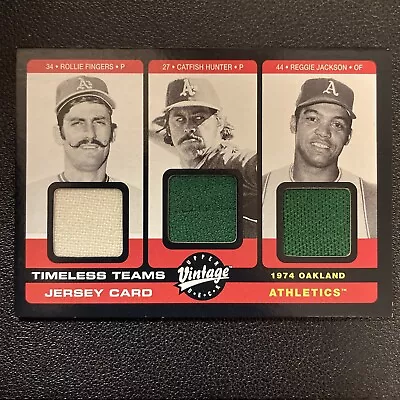 Reggie Jackson Catfish Hunter Rollie Fingers 2002 Upper Deck Jersey Card RARE • $25