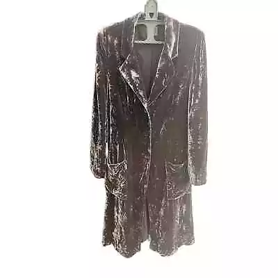 J Jill Sz S Crushed Velvet Coat Jacket Blazer Lined Silk Blend Mocha Brown • $79.97