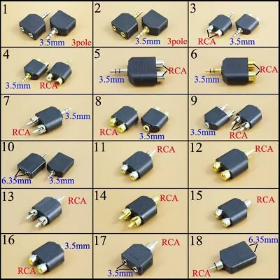 3.5mm/6.35 Female To 2 RCA Dual Male Jack Plug Stereo Audio Adapter Y Splitter • $3.98