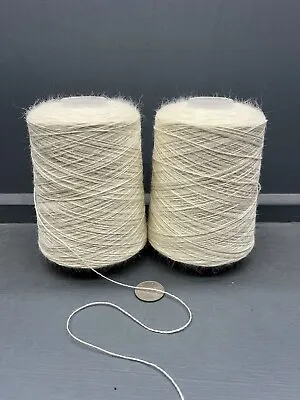 2 X 250G OF A 2/15NM 100% SOFT WOOL LACE WEIGHT YARN RAW WHITE ECRU • £19.99