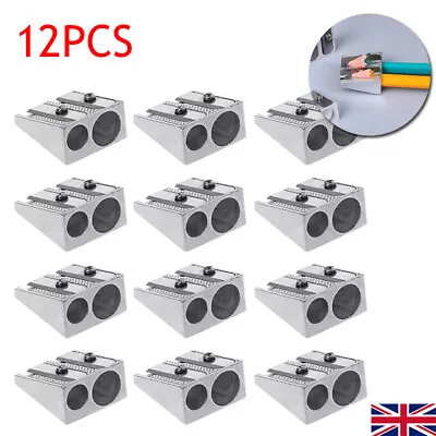 12pcs Metal Pencil Sharpener Double Hole Pencil Sharpener Small & Large • £5.57