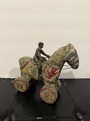 Handmade Vintage Indian Papier-mâché? Temple Horse Toy On Wheels  • $44.99