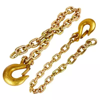 2pcs 3/8  X 35  Grade 70 Trailer Safety Chains W/ Forged Hook Rated To 26400lb • $37.59