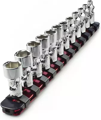 Universal Flex Socket Set - 1/4 Inch Drive 6-Point 12-Piece Swivel Socket Set Fr • $65.03