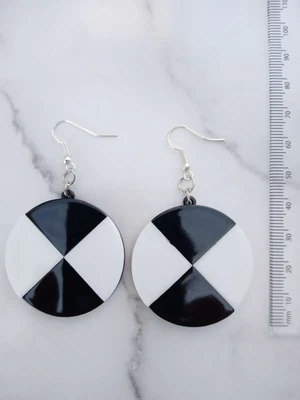£4.95 • Buy MOD Earrings Geometric Checker Board 60s 70s Black/white Groovy Funky Costume 
