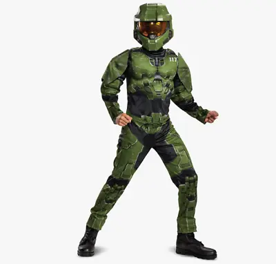 Halo Infinite Master Chief Muscle Padded Kids Costume: Youth Medium (7-8) • $15