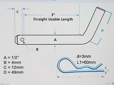 1/2″ Diameter Hitch Receiver Pin With Clip.For Use On Light Duty Hitches & Jacks • $7.99