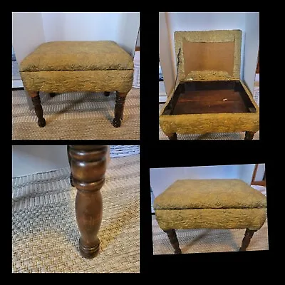 Vintage Gold 1960s Footstool Ottoman Storage Ottoman Spindle Hollywood Regency  • $57